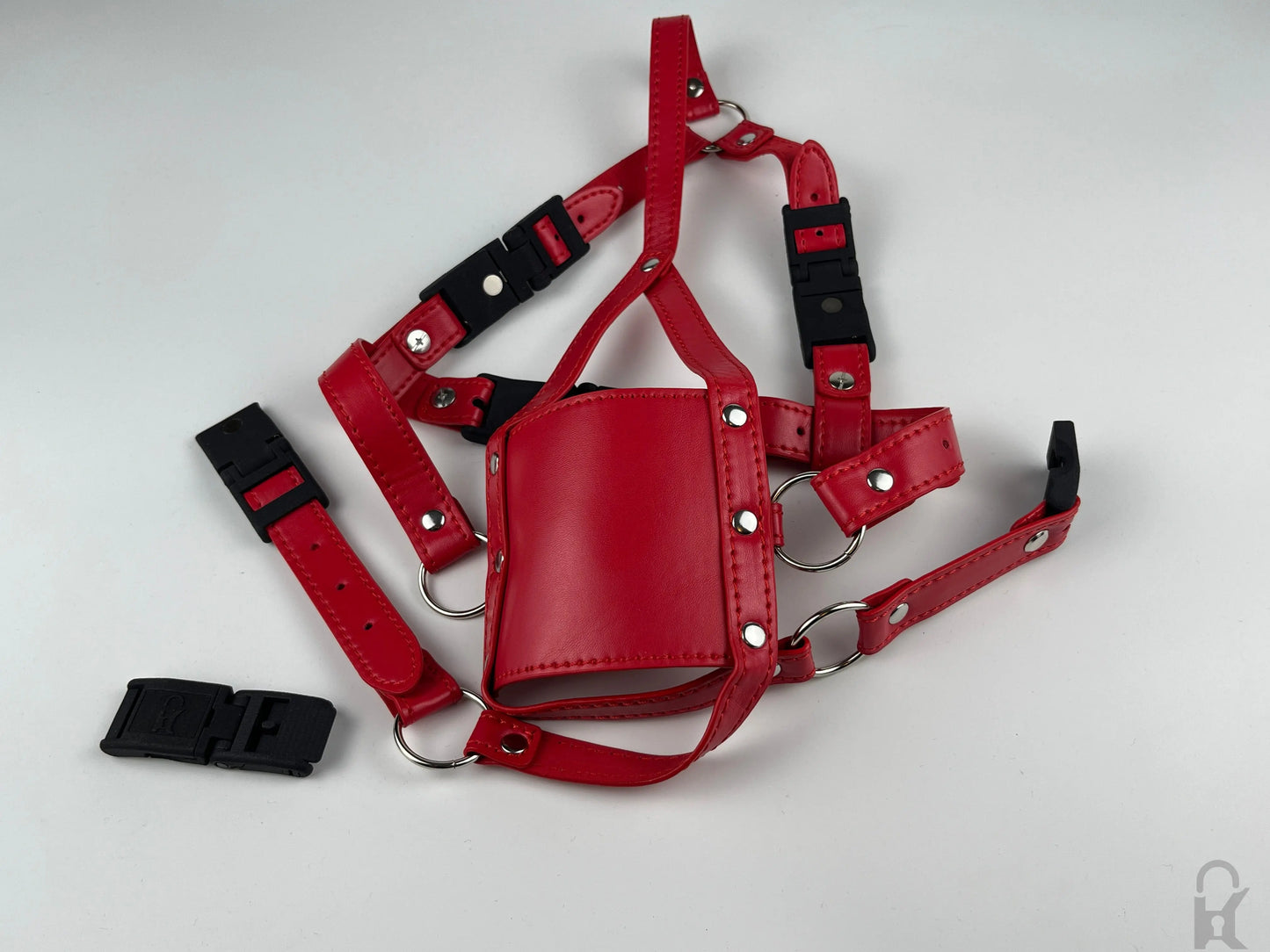 Premium :|: Kunstleder Ball Knebel Kopfharness mit Kink-Lock Schnellverschluss (mit innenliegendem Ballknebel) Kink-Lock