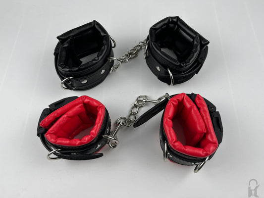 Fessel-Set (1 Paar Fußmanschetten & 1 Paar Handgelenkmanschetten) Kink-Lock