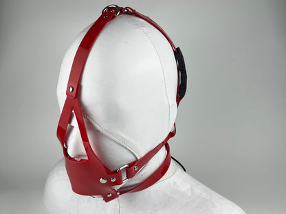 PU leather ball gag head harness with Kink-Lock fastener